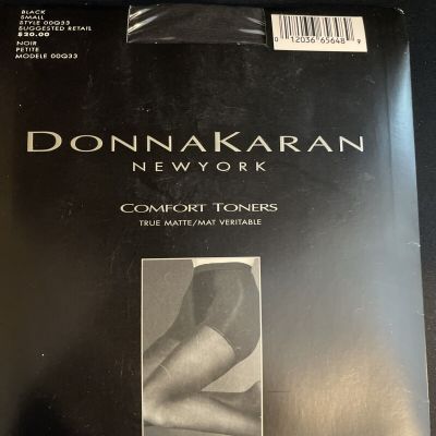 Vtg. Donna Karan NEW Pantyhose New York Comfort Toners Black Small/ Petite